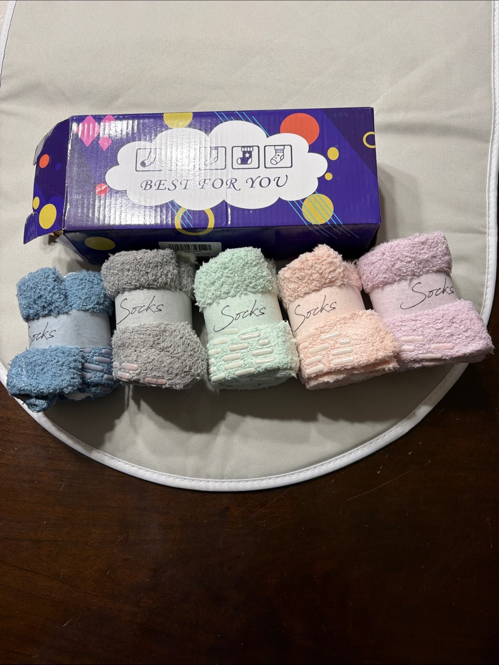 NEW Cozy Plush Non-Slip Socks - Pastel Mix (Pink, Peach, Mint, Gray, Blue) NWT